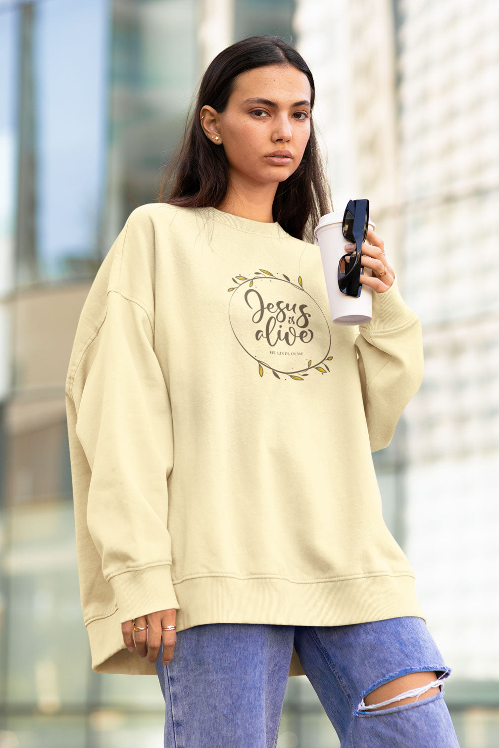 Jesus is Alive | Christian Faith Inspired Heavyweight Drop Shoulder Sweatshirt