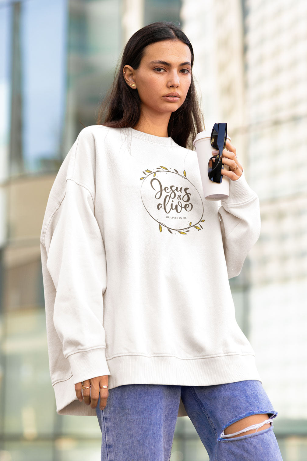 Jesus is Alive | Christian Faith Inspired Heavyweight Drop Shoulder Sweatshirt