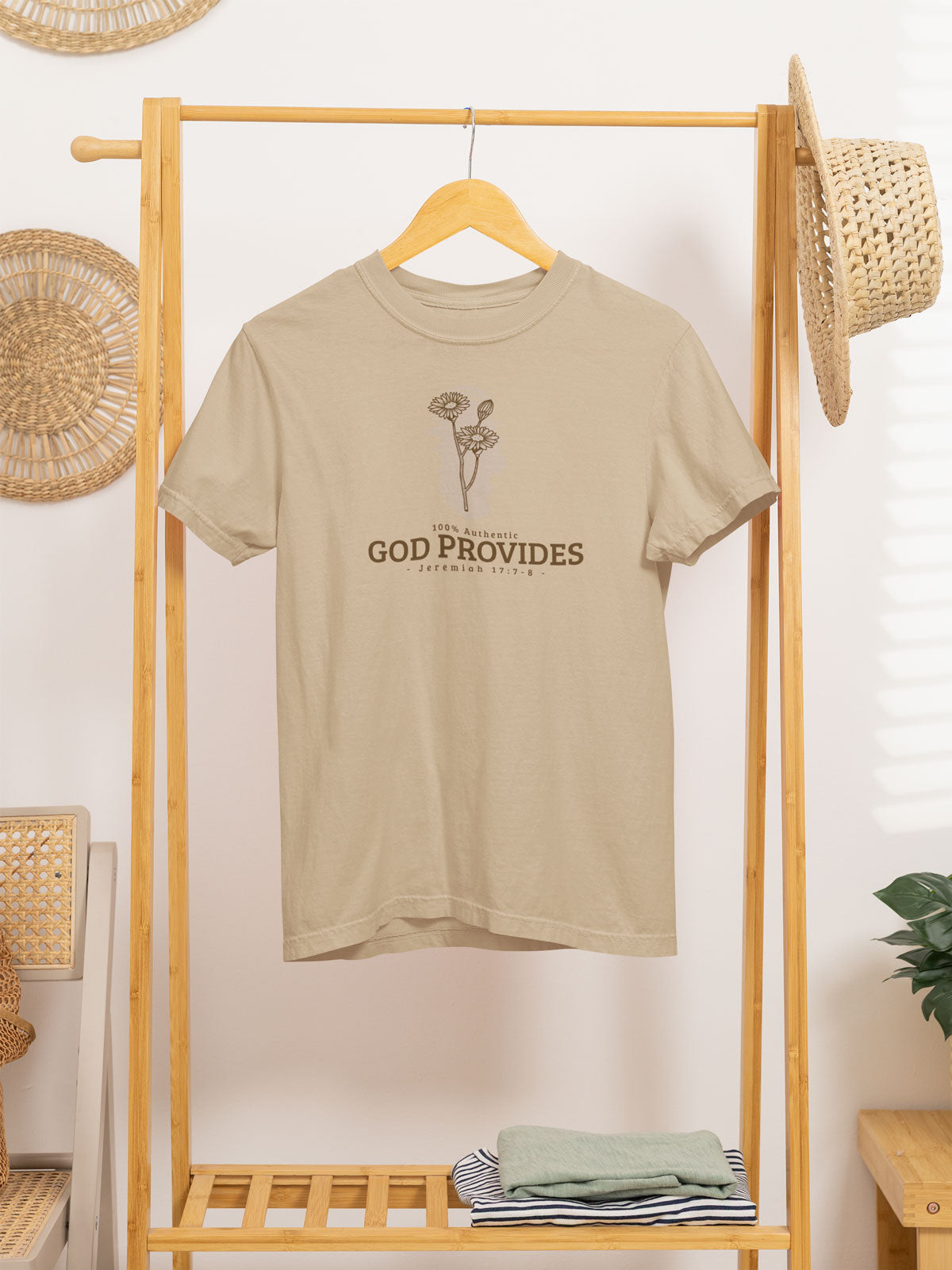 God Provides | Christian Faith Inspired Vintage Washed Oversized Cotton T-Shirt