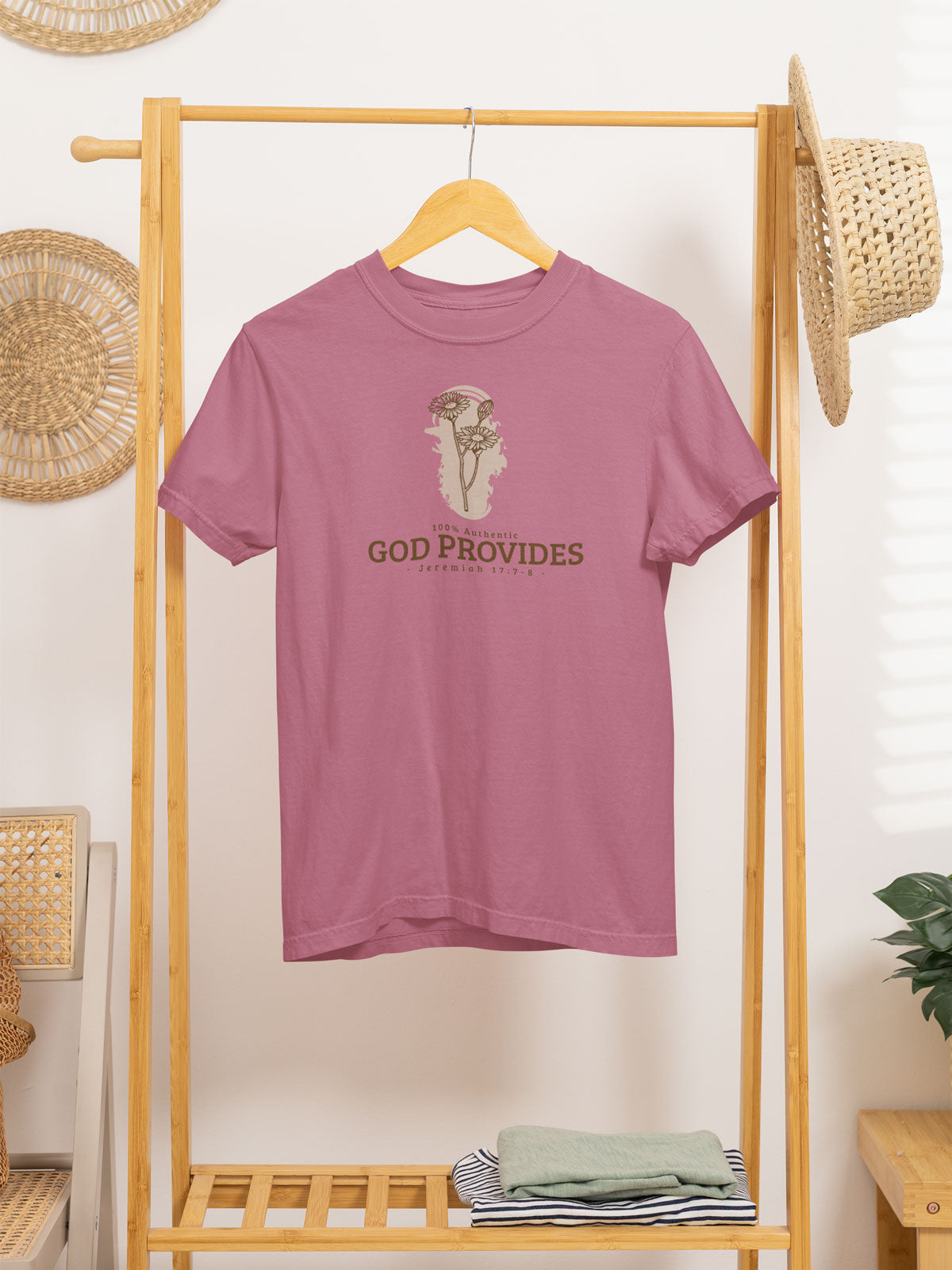 God Provides | Christian Faith Inspired Vintage Washed Oversized Cotton T-Shirt