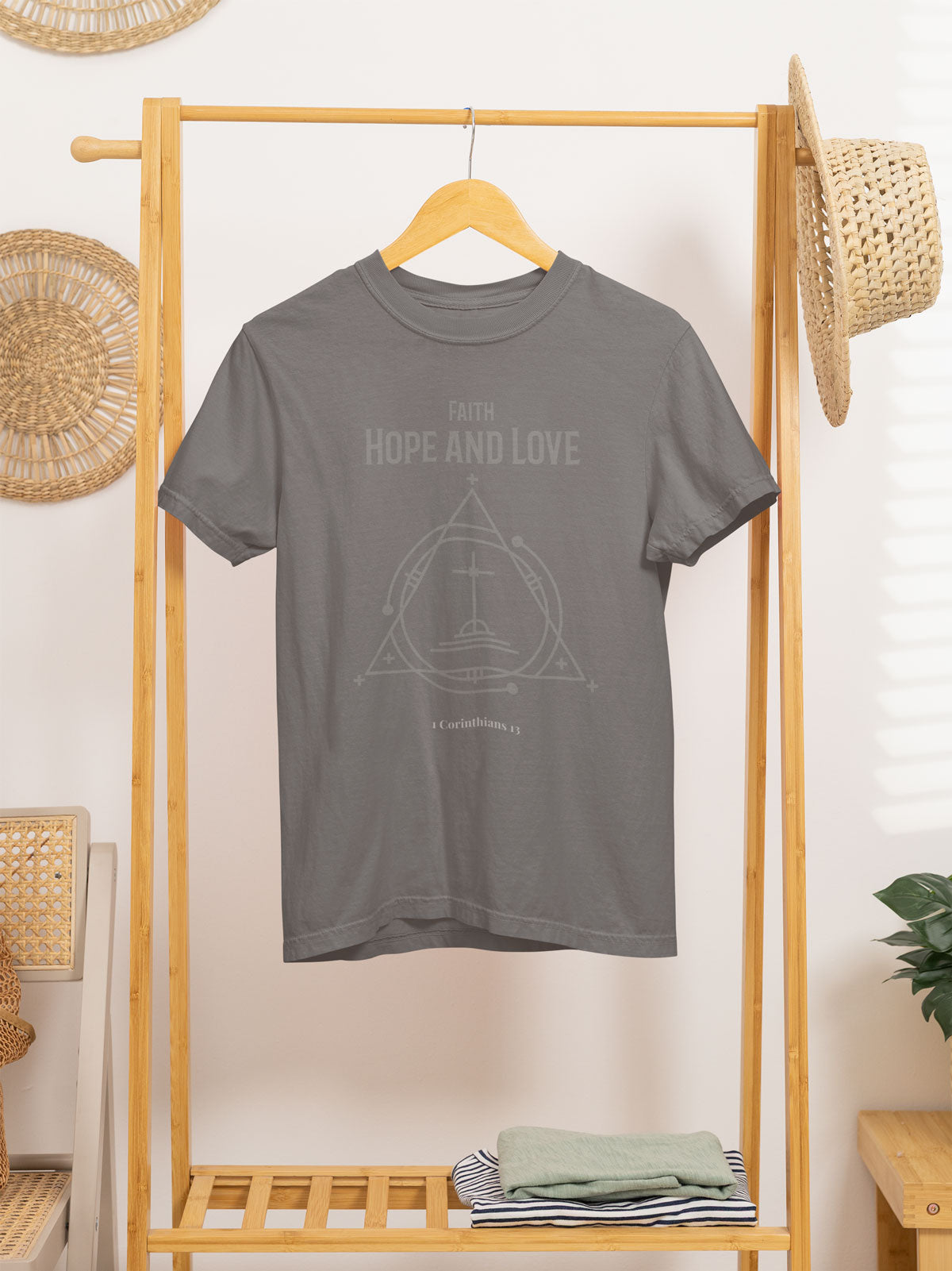 Faith Hope Love: 1 Corinthians | Christian Faith Inspired Vintage Washed Oversized Cotton T-Shirt