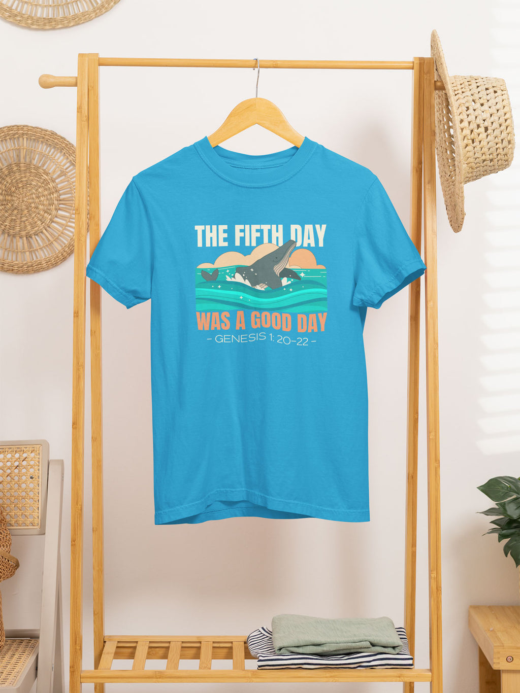The Fifth Day Was A Good Day | Christian Faith Inspired Snow Washed Oversized Cotton T-Shirt