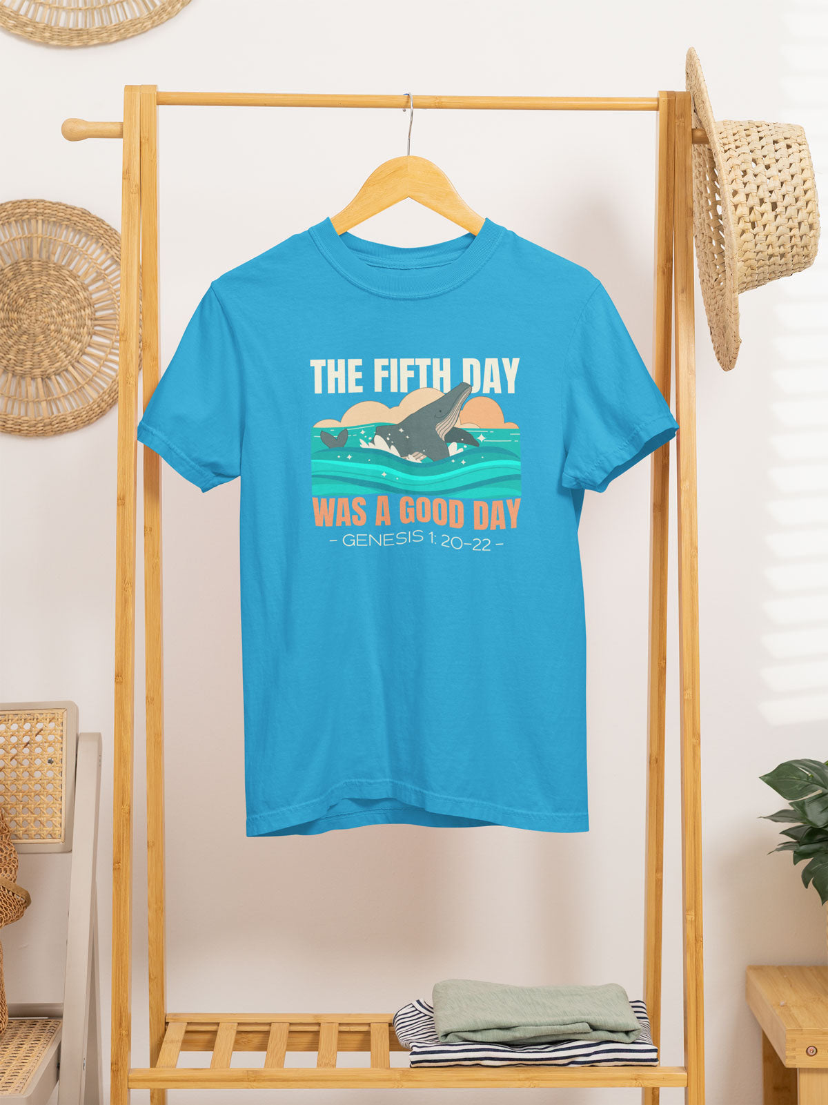 The Fifth Day Was A Good Day | Christian Faith Inspired Snow Washed Oversized Cotton T-Shirt