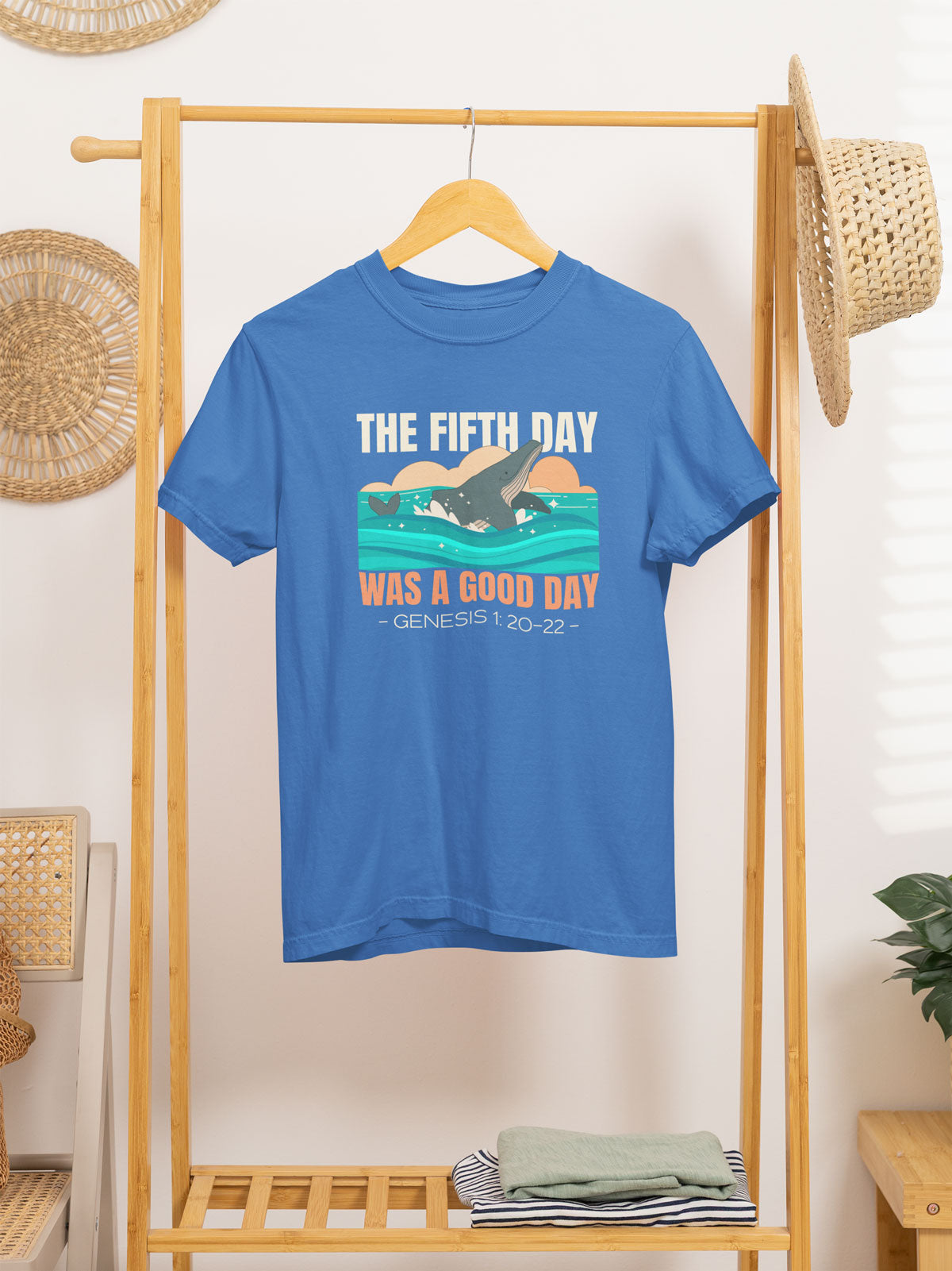 The Fifth Day Was A Good Day | Christian Faith Inspired Snow Washed Oversized Cotton T-Shirt