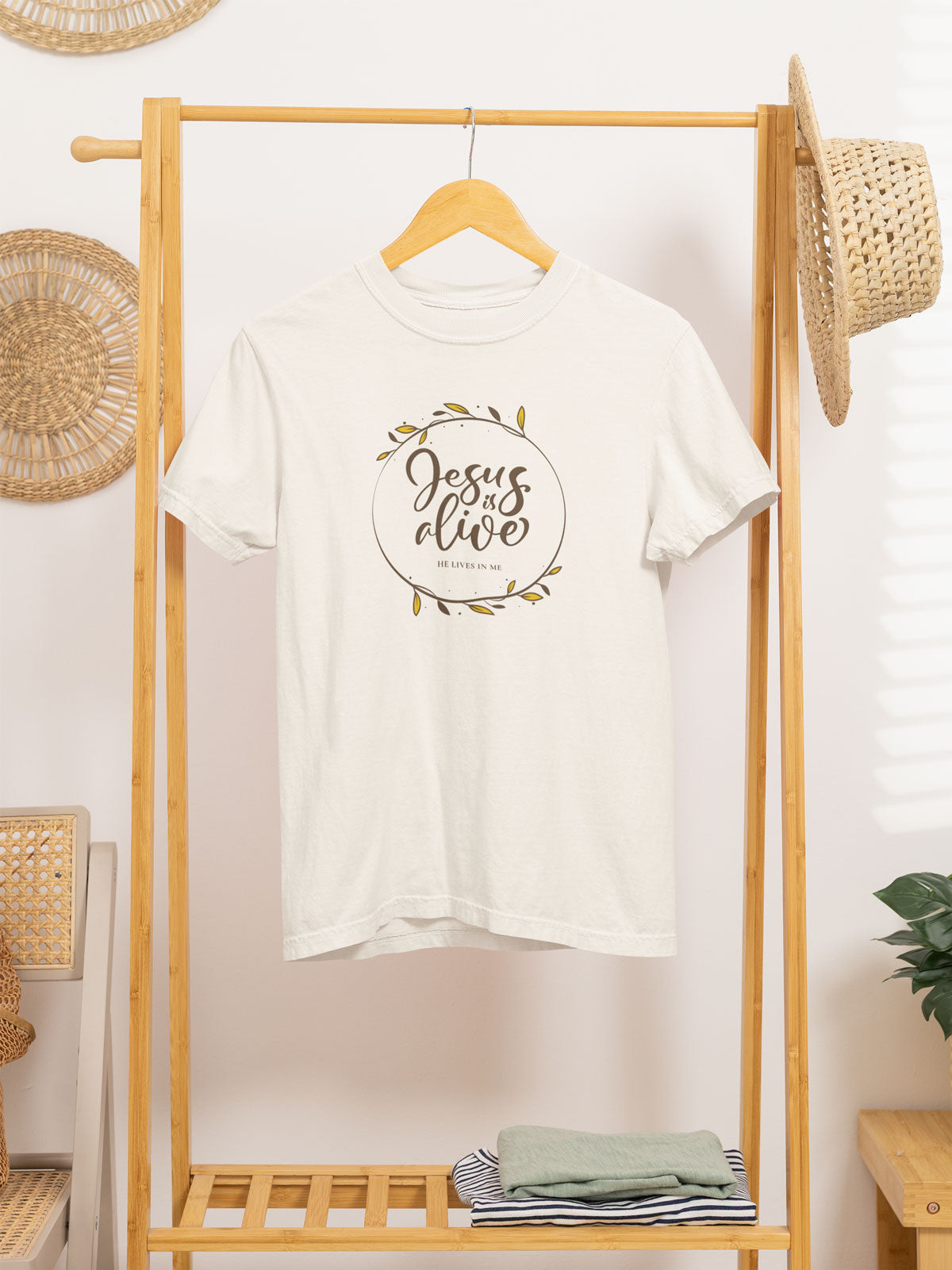 Jesus is Alive | Christian Faith Inspired Vintage Washed Oversized Cotton T-Shirt