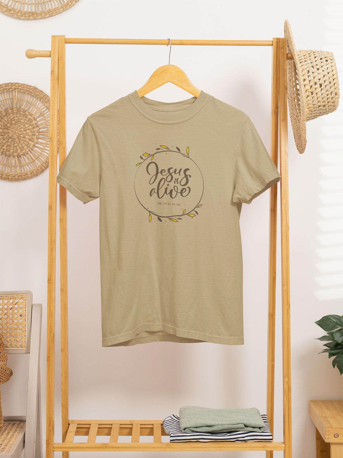 Jesus is Alive | Christian Faith Inspired Vintage Washed Oversized Cotton T-Shirt
