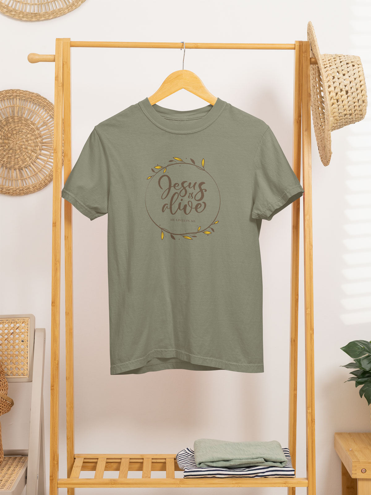 Jesus is Alive | Christian Faith Inspired Vintage Washed Oversized Cotton T-Shirt