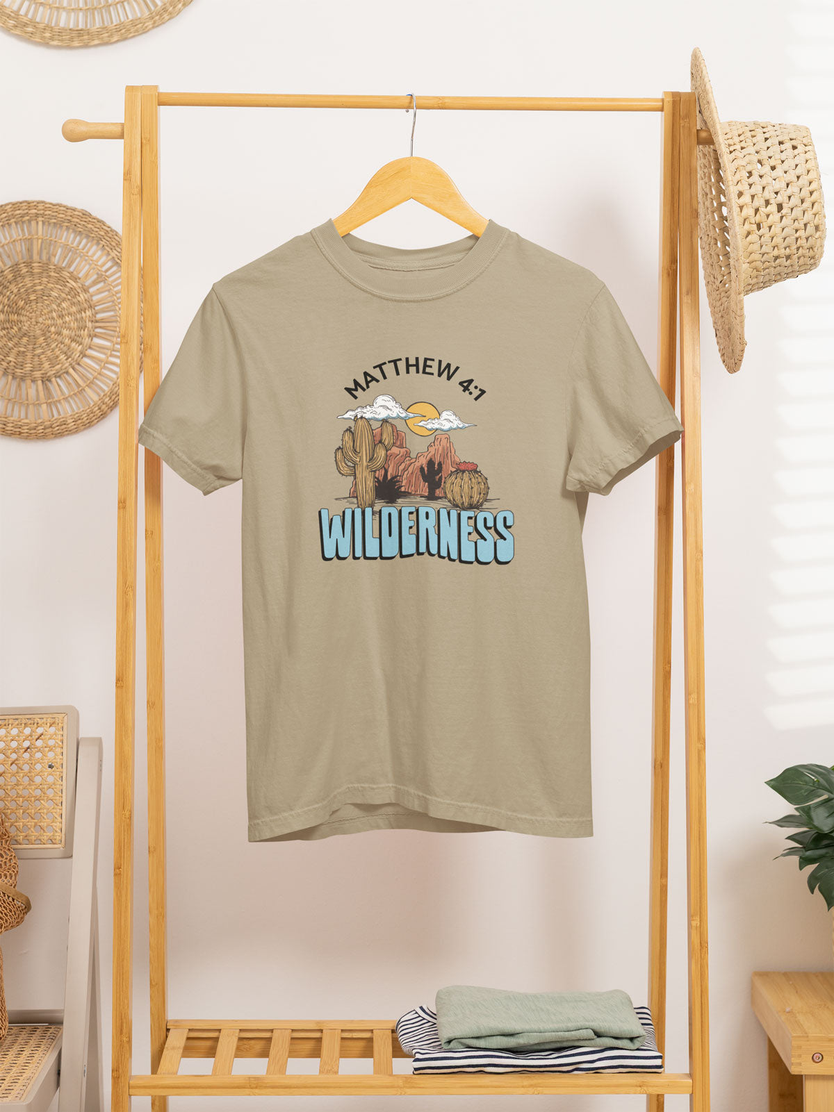 Jesus In The Wilderness | Christian Faith Inspired Vintage Washed Oversized Cotton T-Shirt