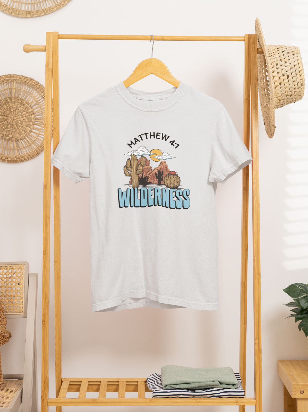 Jesus In The Wilderness | Christian Faith Inspired Vintage Washed Oversized Cotton T-Shirt