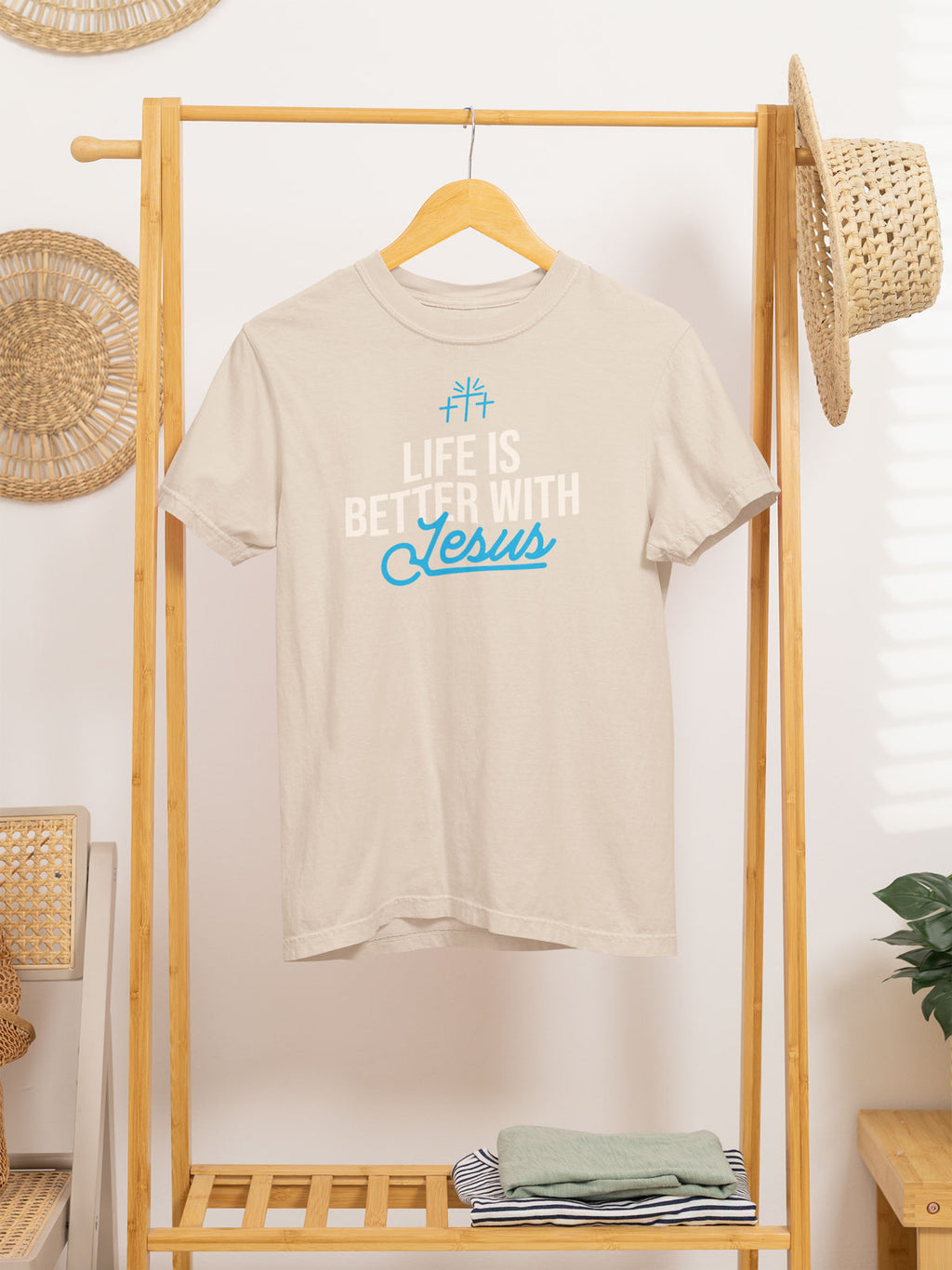 Life Is Better with Jesus | Christian Faith Inspired Snow Washed Oversized Cotton T-Shirt