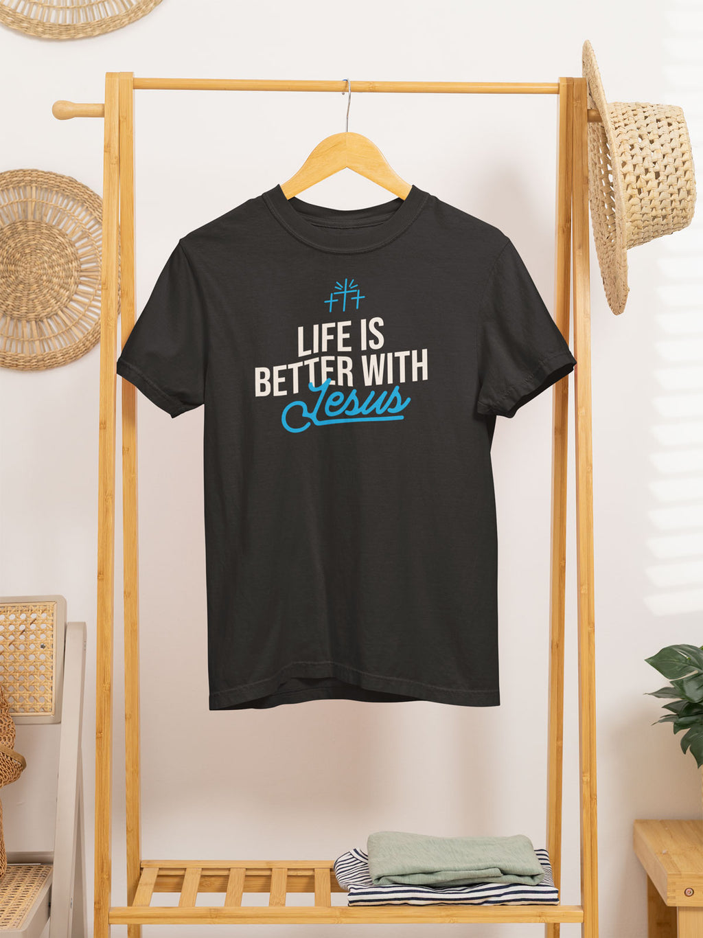 Life Is Better with Jesus | Christian Faith Inspired Snow Washed Oversized Cotton T-Shirt