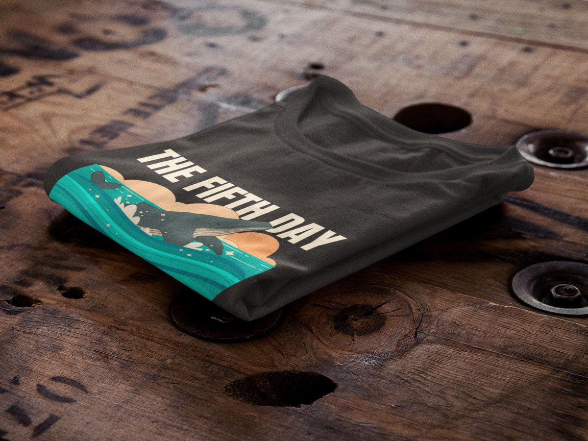 The Fifth Day Was A Good Day | Christian Faith Inspired Snow Washed Oversized Cotton T-Shirt