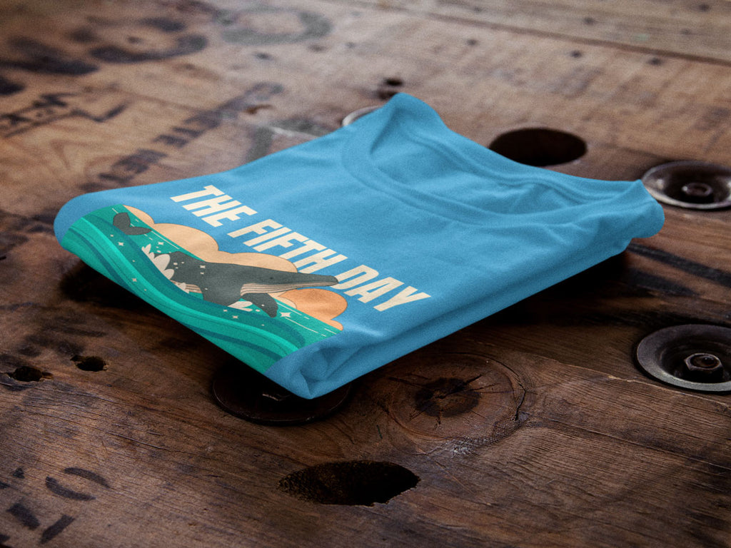 The Fifth Day Was A Good Day | Christian Faith Inspired Snow Washed Oversized Cotton T-Shirt