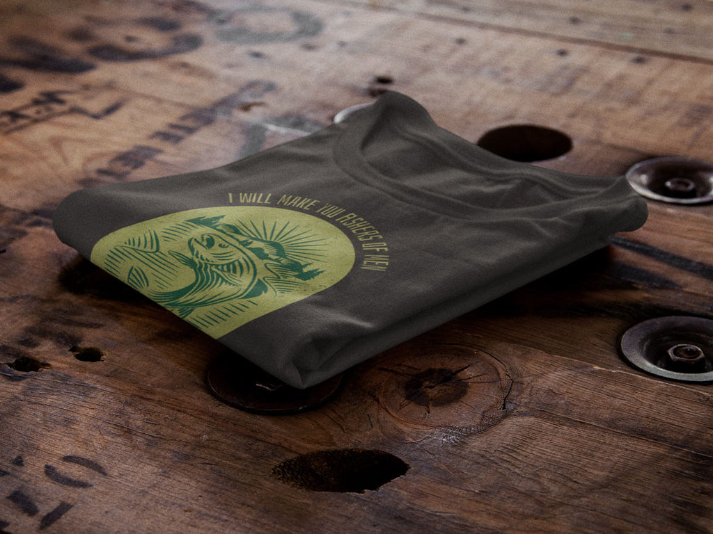 Fishers Of Men Vintage Style Badge | Christian Faith Inspired Snow Washed Oversized Cotton T-Shirt
