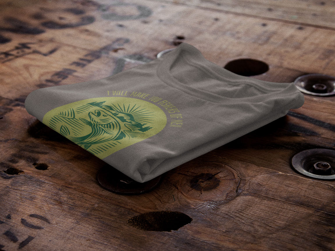 Fishers Of Men Vintage Style Badge | Christian Faith Inspired Snow Washed Oversized Cotton T-Shirt